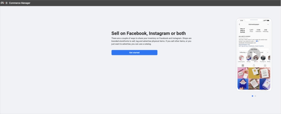 FB Commerce Manager screenshot