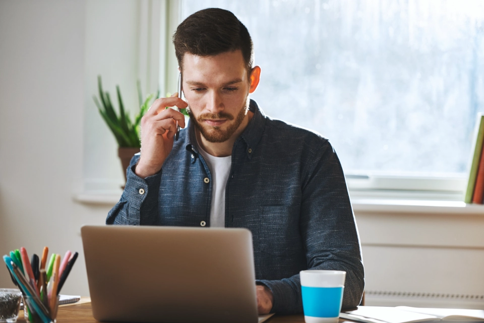 Man working on laptop