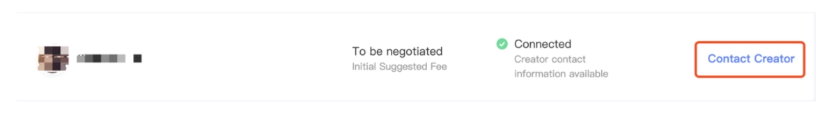 Snip of TikTok creator marketplace direct contact feature