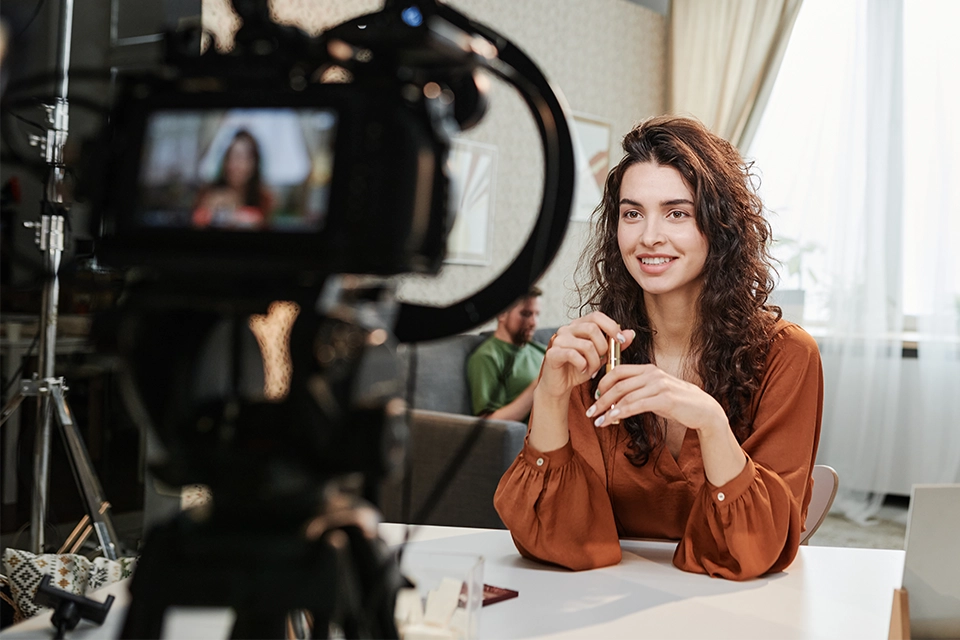 Influencer shooting a video