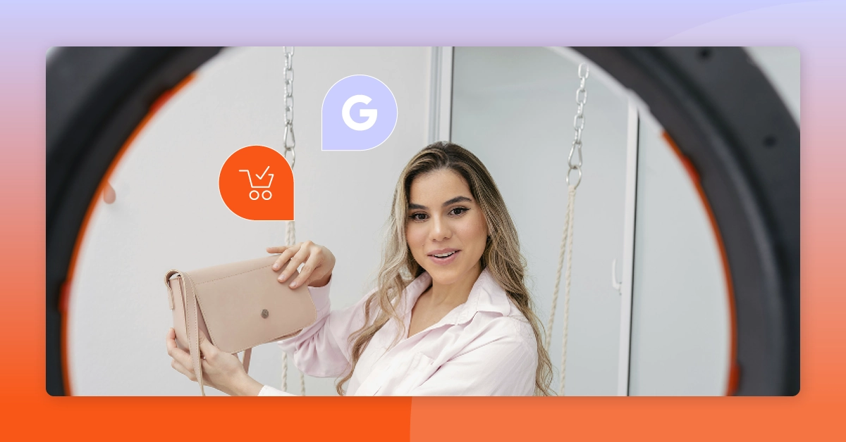 Woman holding up a purse