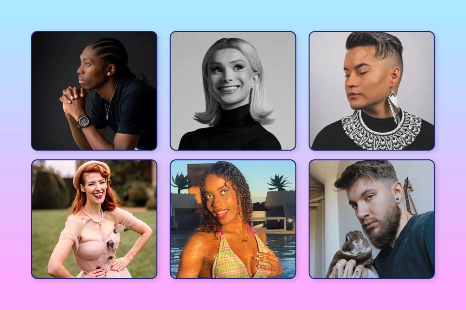 6 LGBTQ+ influencers in a featured image