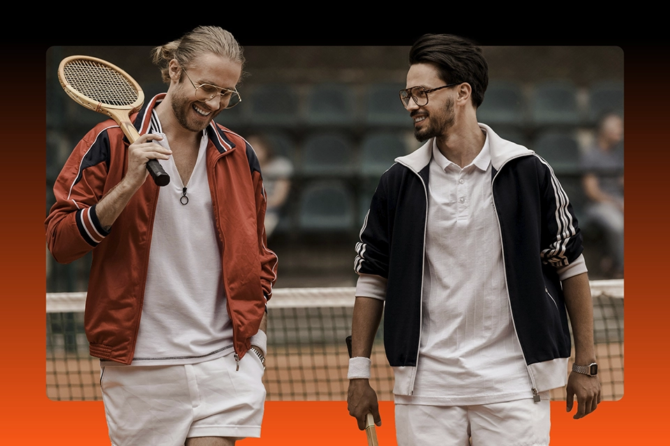 Two sports influencers getting ready to play tennis