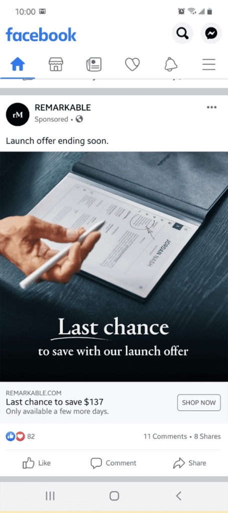 Remarkable Sponsored FB post